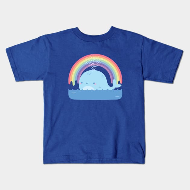 Cute Whale and Rainbow Kids T-Shirt by rustydoodle